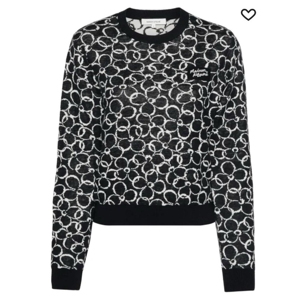 Maison Kitsune BRAND NEW (with Tags) Navy + White Patterned Sweater